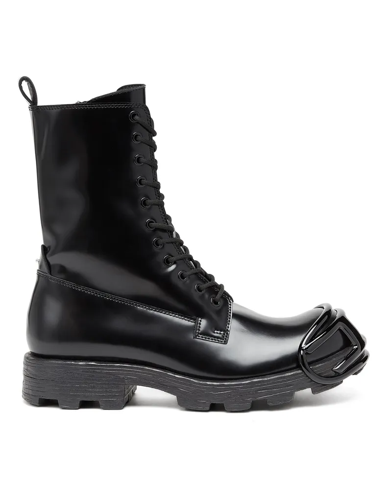 Diesel D-Hammer-Stiefel aus Leder mit Oval D-Zehenkappe - Stiefel - Herren - Schwarz Schwarz