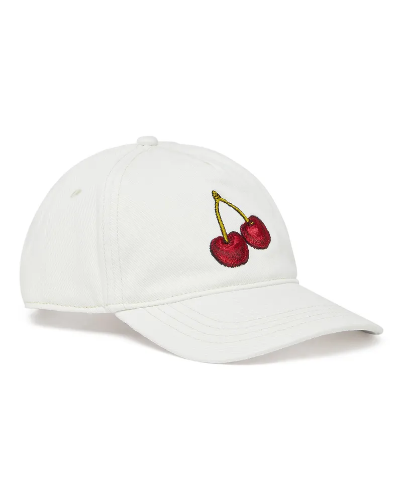 Diesel Basecap aus Baumwolltwill mit Kirschstickerei - Hüte - Unisex - Weiss Weiss