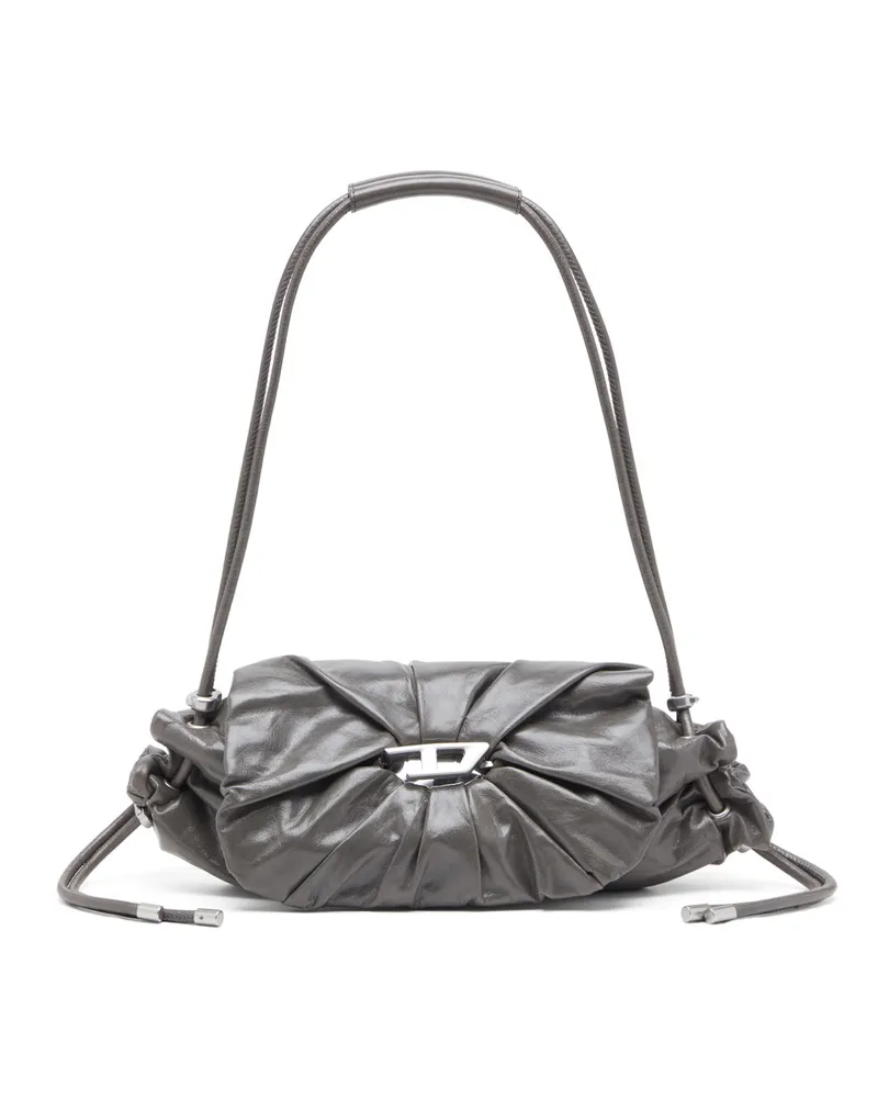 Diesel Scrunch-D S-Schultertasche aus Knitter-Leder - Schultertaschen - Damen - Grau Grau