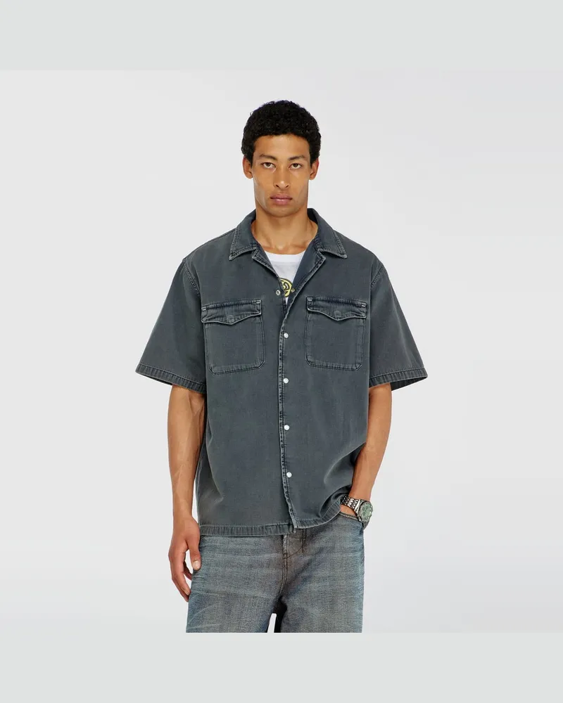 Diesel Bowling-Hemd aus farbigem denim - Denimhemden - Herren - Grau Grau