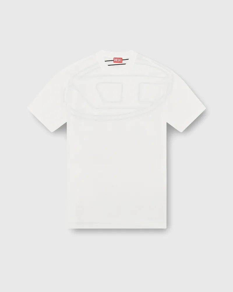 Diesel T-Shirt mit großer Oval D-Stickerei - T-Shirts - Herren - Weiss Weiss