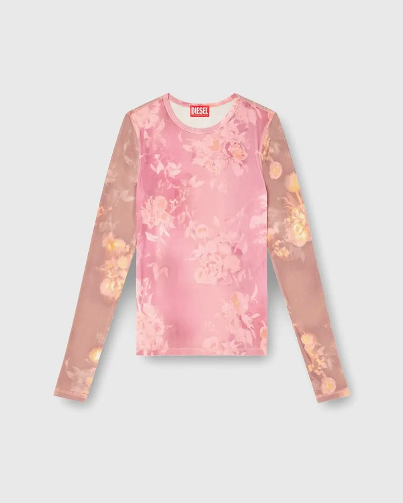 Diesel Top aus geripptem Jersey mit Blumenprint - Oberteile - Damen - Rosa Rosa
