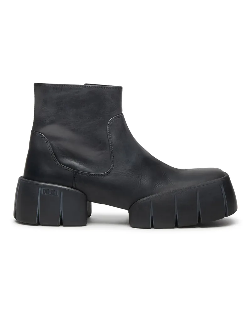 Diesel Stiefeletten aus Fetteleder mit geteilter Sohle - Stiefel und Stiefeletten - Herren - Schwarz Schwarz
