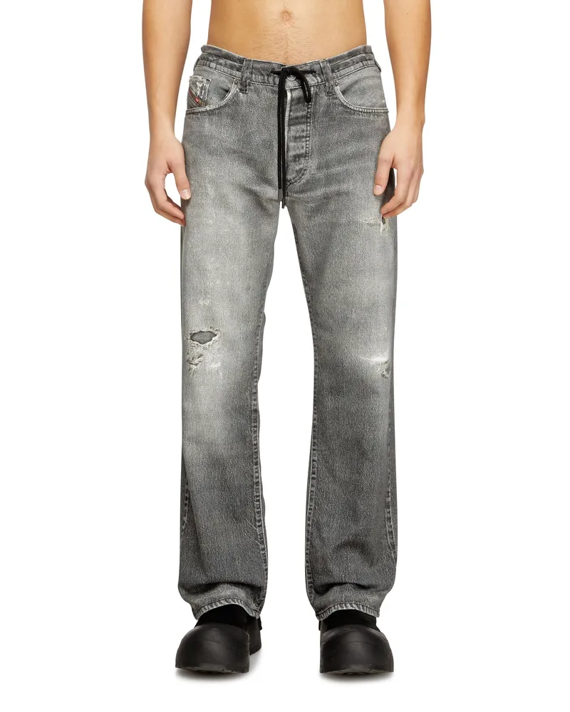 Diesel Relaxed Regular Waist 2080 D-Reel Joggjeans, Grau, Reißverschluss Grau