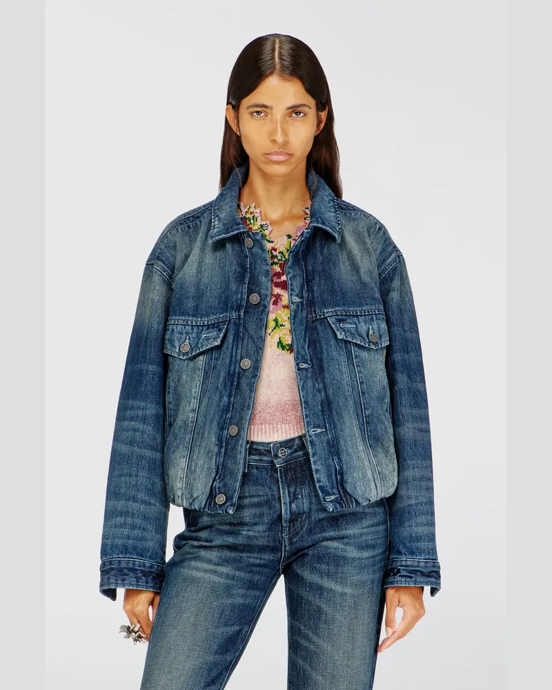 Diesel Elastische Truckerjacke aus Denim - Denim jacken - Damen - Blau Blau