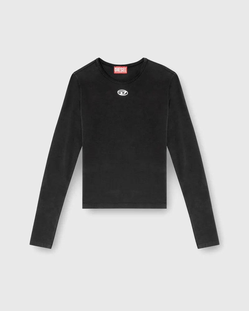 Diesel Baumwollpullover mit Oval-D-Logo - T-Shirts - Damen - Schwarz Schwarz