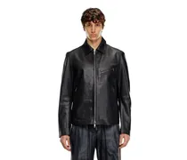 Jacke aus Leder mit Oval D-Prägung - Lederjacken - Herren - Schwarz