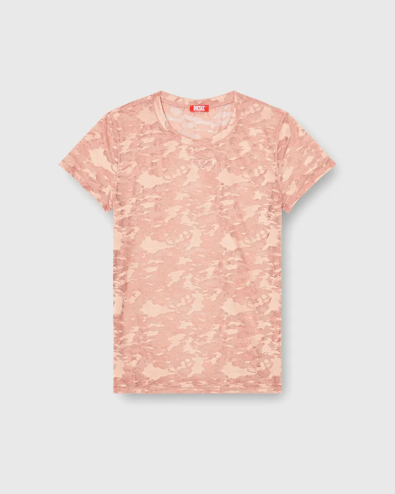 Diesel T-Shirt mit Camouflage-Spitze - Oberteile - Damen - Rosa Rosa