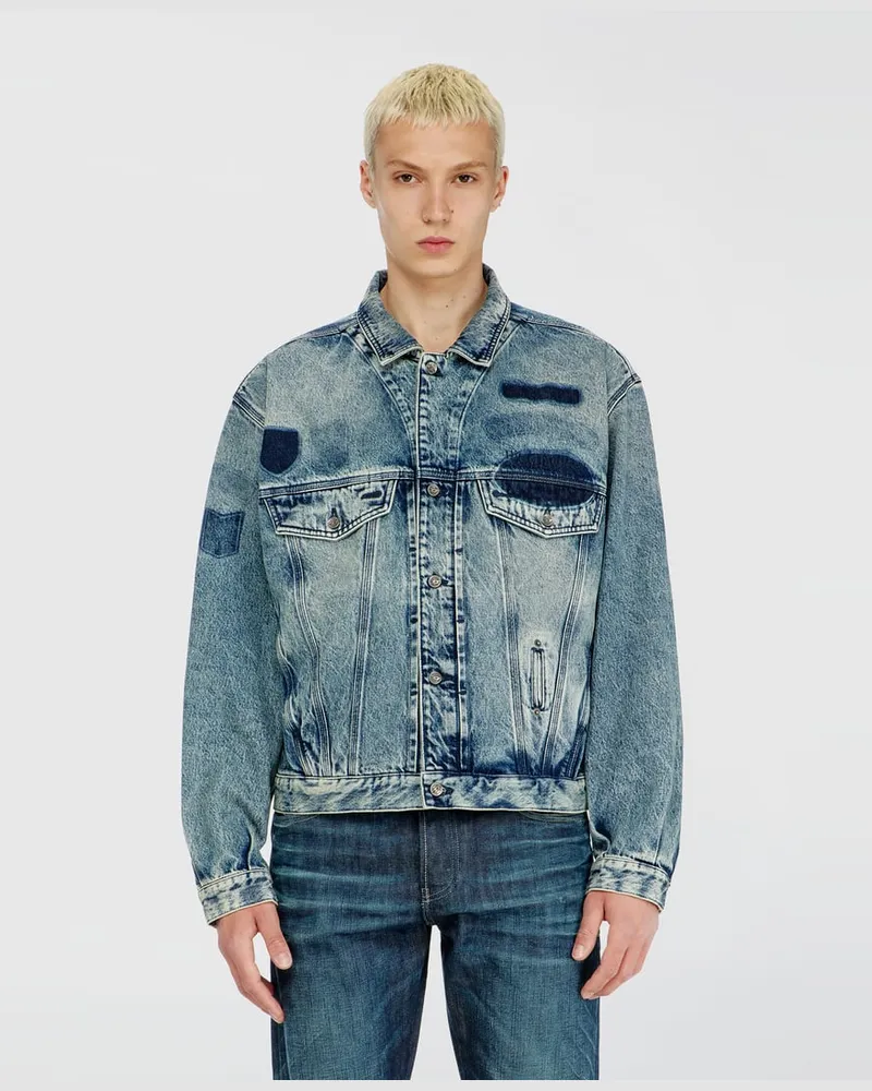 Diesel Trucker-Jacke mit Patch-Effekten - Denim jacken - Unisex - Blau Blau