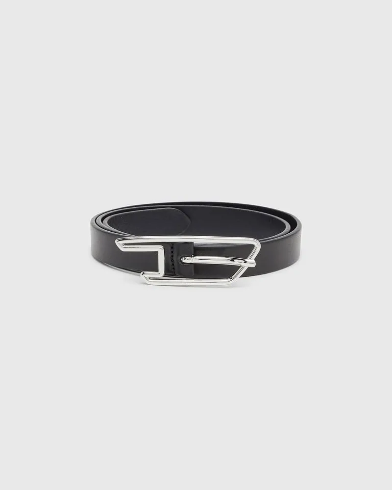 Diesel 2 cm Gürtel aus Pull-up-Leder mit D-Schließe - Gürtel - Damen - Schwarz Schwarz
