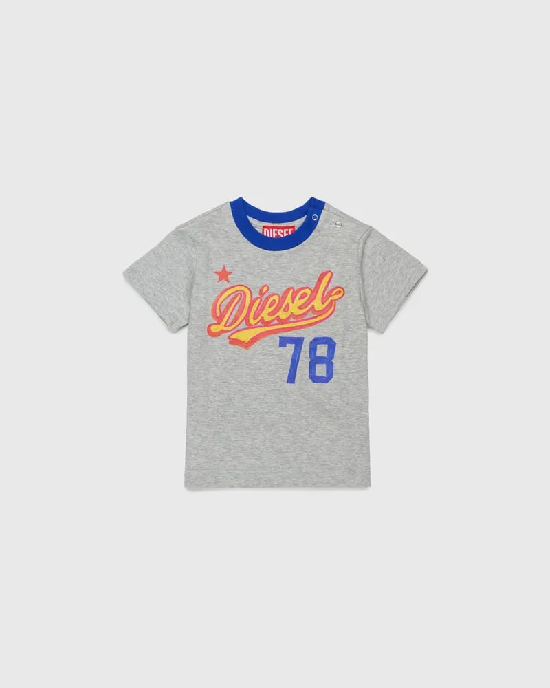 Diesel Baumwoll-T-Shirt mit Retro-Logo-Print - T-Shirts und Tops - Herren - Grau Grau