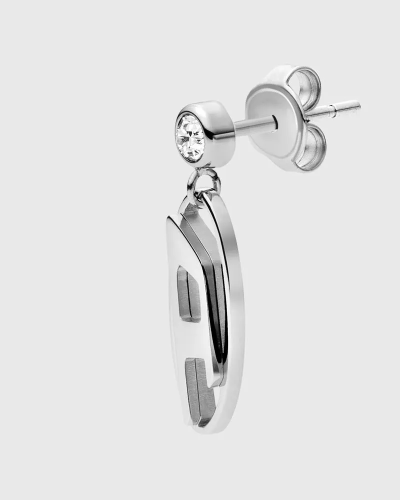 Diesel Edelstahl-Tropfen-Ohrring - Ohrringe - Unisex - Silber Silber