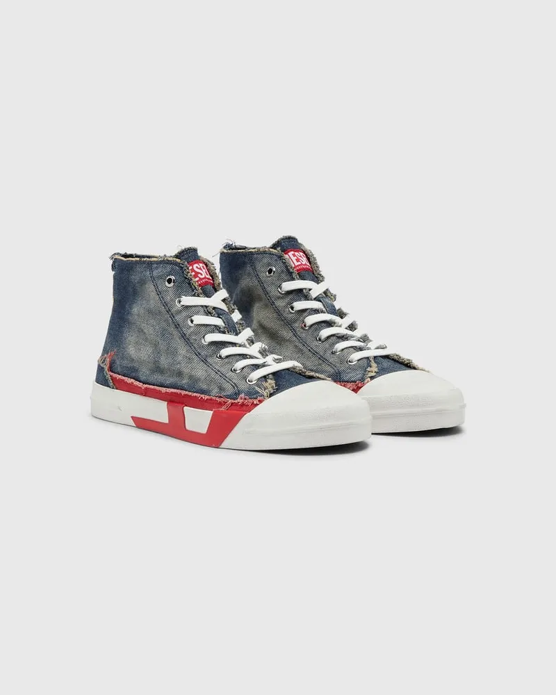 Diesel D-Verse-High-Top-Sneaker aus Denim mit D-Logo - Sneakers - Herren - Blau Blau