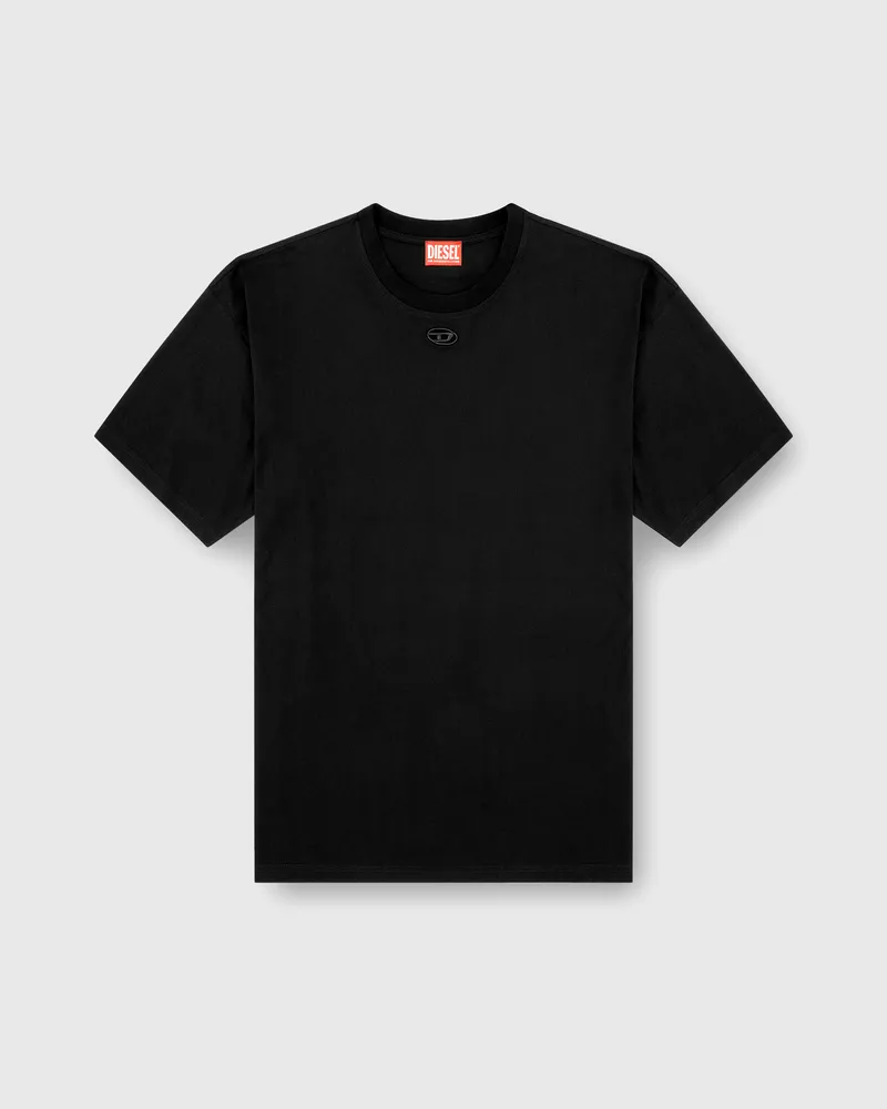 Diesel Locker geschnittenes Baumwoll-T-Shirt mit Oval D Stickerei - T-Shirts - Herren - Schwarz Schwarz
