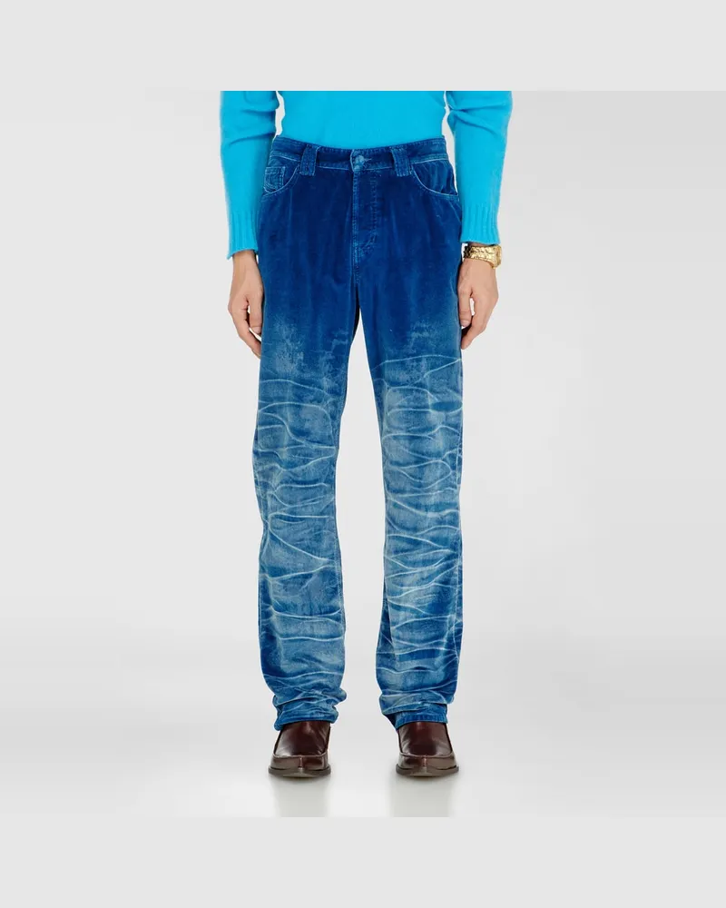 Diesel Regular Jeans High Waist 1991 D-Voeed, Dunkelblau, Knopfverschluss Blau