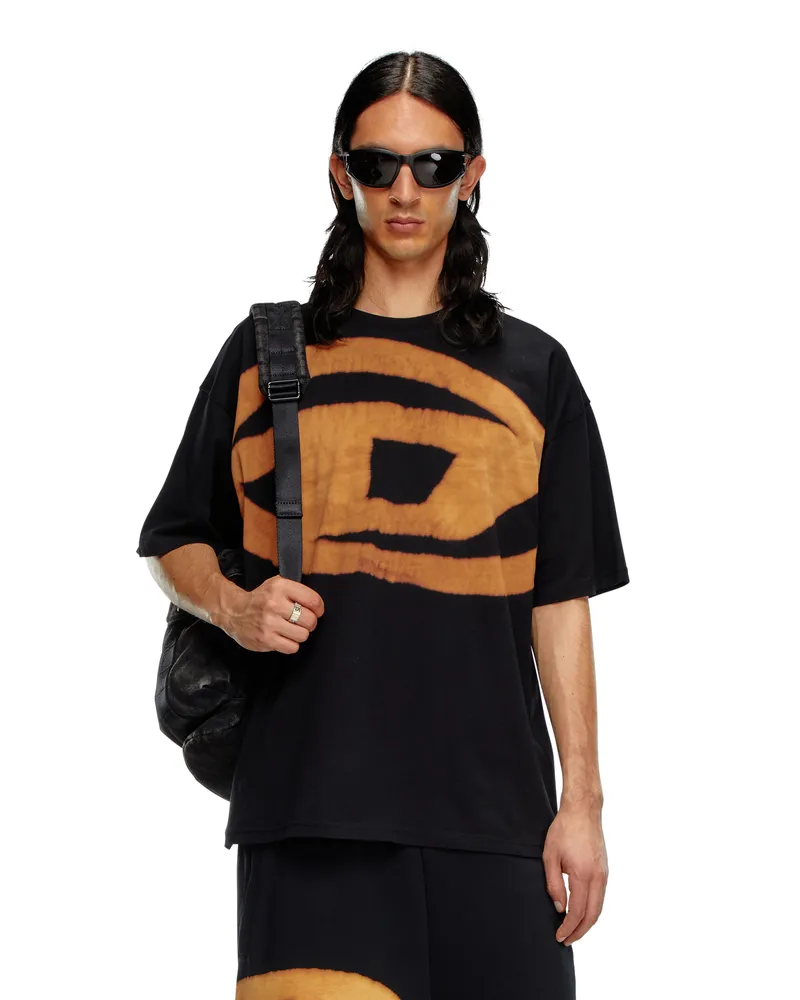 Diesel T-Shirt mit gebleichtem Oval D-Logo - T-Shirts - Herren - Bunt Bunt