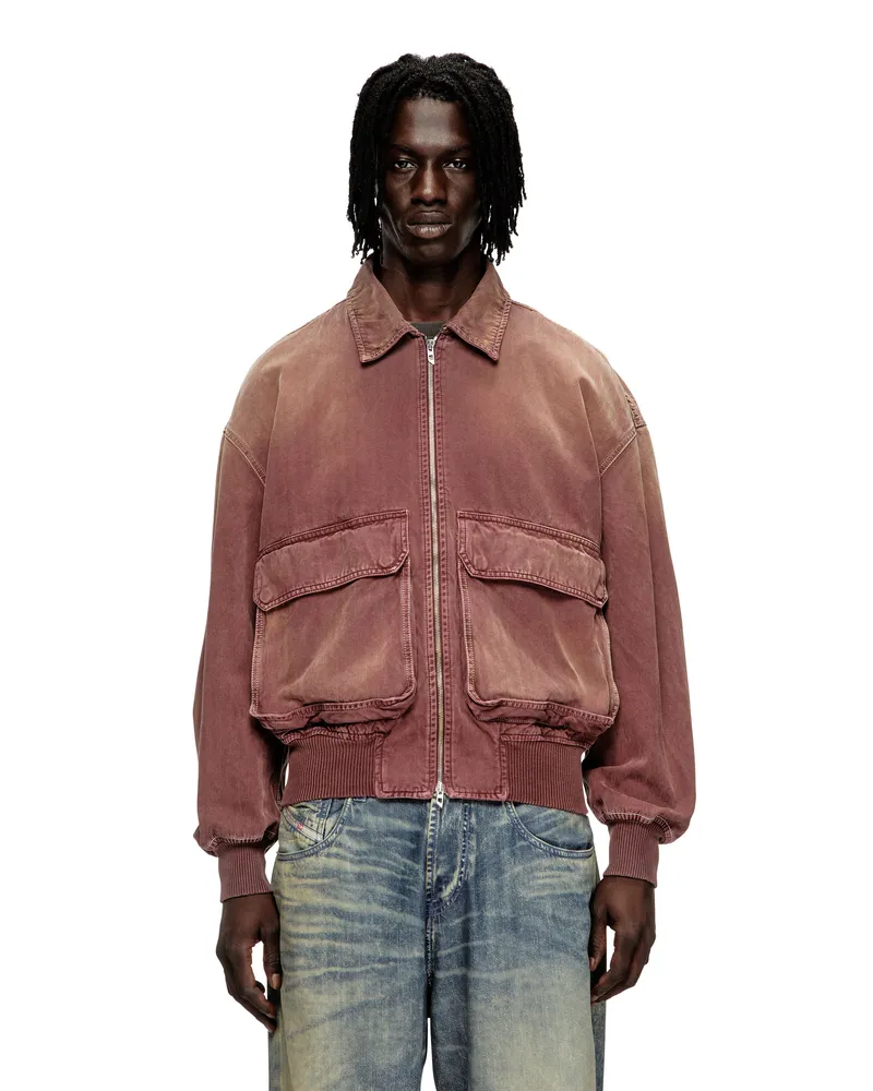 Diesel Jacke aus farbigem Fischgräten-Denim - Denim jacken - Unisex - Braun Braun