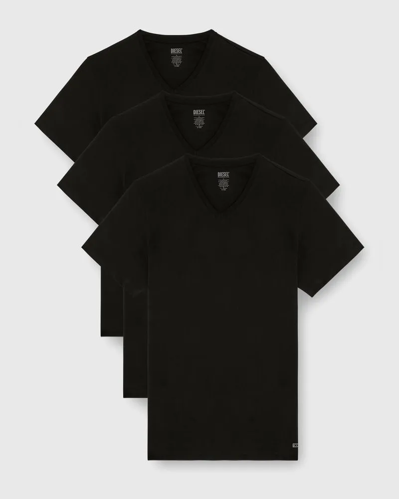 Diesel T-Shirts mit V-Ausschnitt im Dreierpack - Oberteile - Herren - Schwarz Schwarz