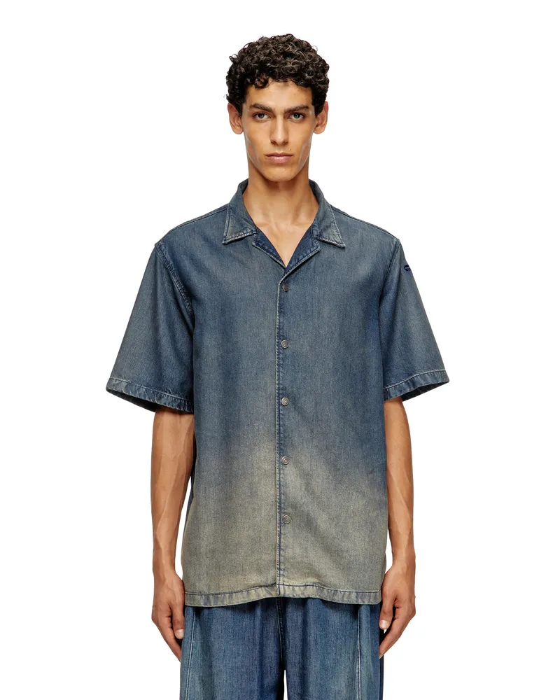 Diesel Bowling-Hemd aus fließendem Farbverlauf-Denim - Denimhemden - Herren - Blau Blau
