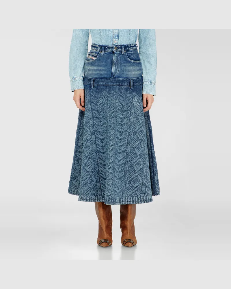 Diesel Midi-Rock aus Denim mit Zopfmuster-Effekt - Röcke - Damen - Blau Blau