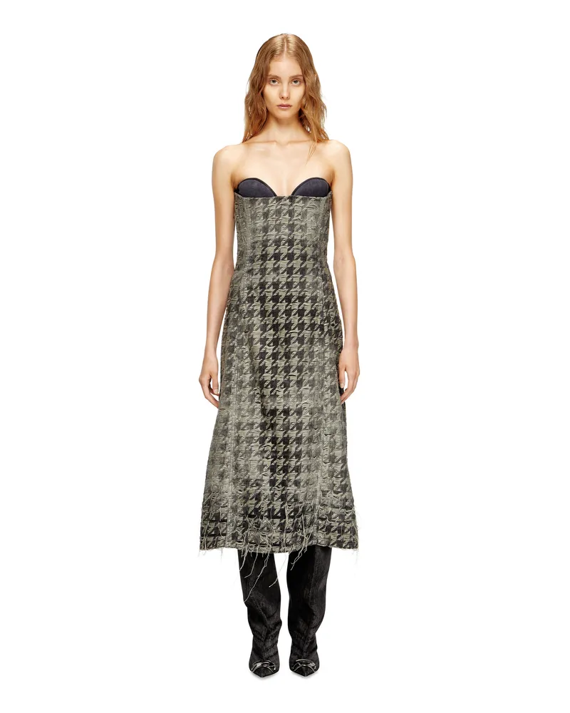 Diesel Midi-Kleid aus Jeansgewebe mit Hahnentritt-Muster - Kleider - Damen - Bunt Bunt