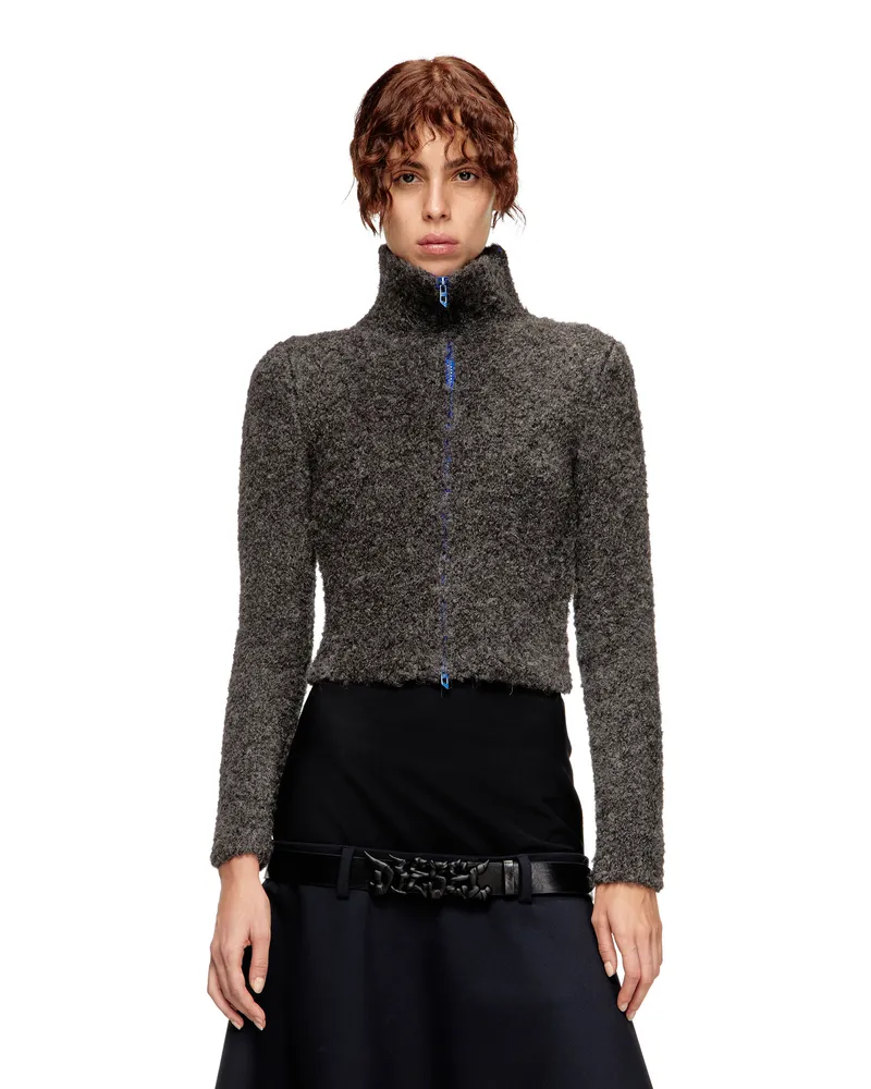 Diesel Reißverschluss-Strickjacke mit kontrastierendem Innenfutter - Strickwaren - Damen - Grau Grau