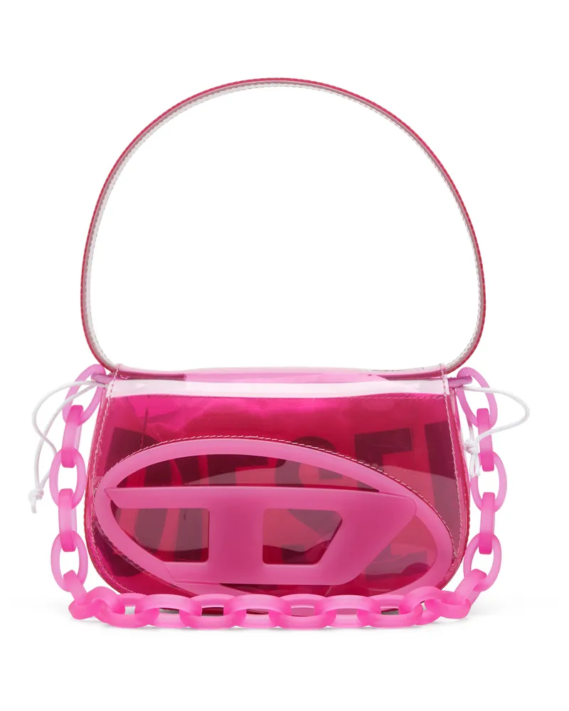 Diesel 1DR-Ikonische Schultertasche aus transparentem TPU - Schultertaschen - Damen - Rosa Rosa