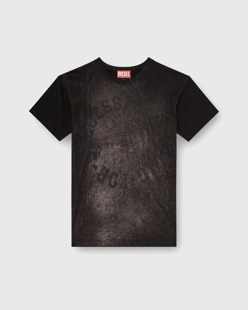 Diesel Baumwoll-T-Shirt mit Rundhalsausschnitt und Folienprint - T-Shirts - Herren - Schwarz Schwarz