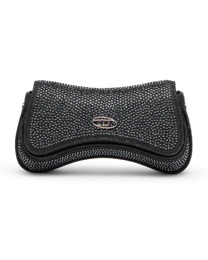 Diesel Play-Mini Crossbody-Tasche aus Crystal Lurex - Schultertaschen - Damen - Schwarz Schwarz