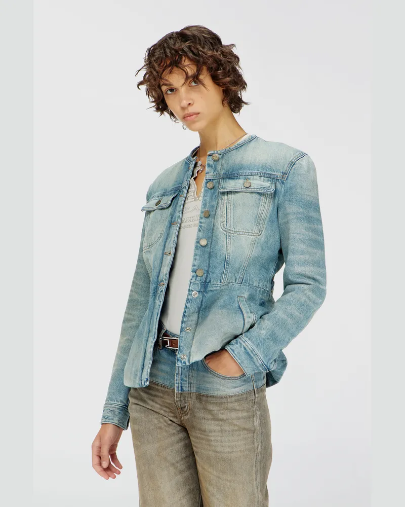 Diesel Kragenlose Jeansjacke - Denim jacken - Damen - Blau Blau
