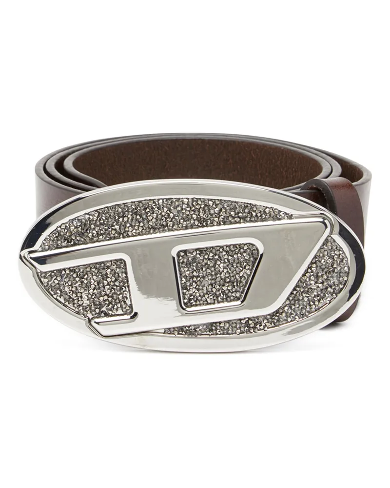 Diesel 4 cm breiter Gürtel aus Leder mit Strass-Oval D-Schnalle - Gürtel - Damen - Braun Braun