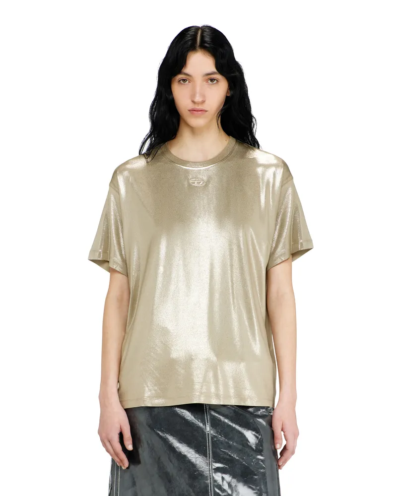 Diesel Jersey-T-Shirt mit Metallic-Finish - T-Shirts - Damen - Beige Beige