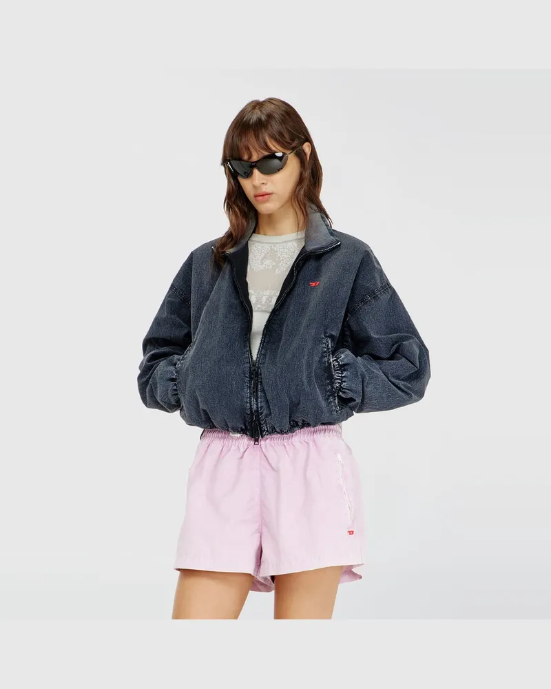 Diesel Windbreaker-Jacke aus acid-wash taslan - Jacken - Damen - Blau Blau