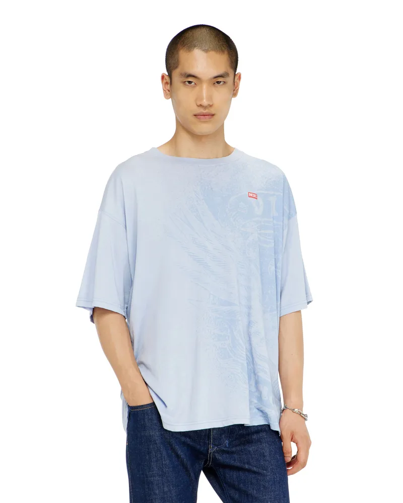 Diesel Locker geschnittenes T-Shirt mit Pigmentdruck - T-Shirts - Herren - Blau Blau