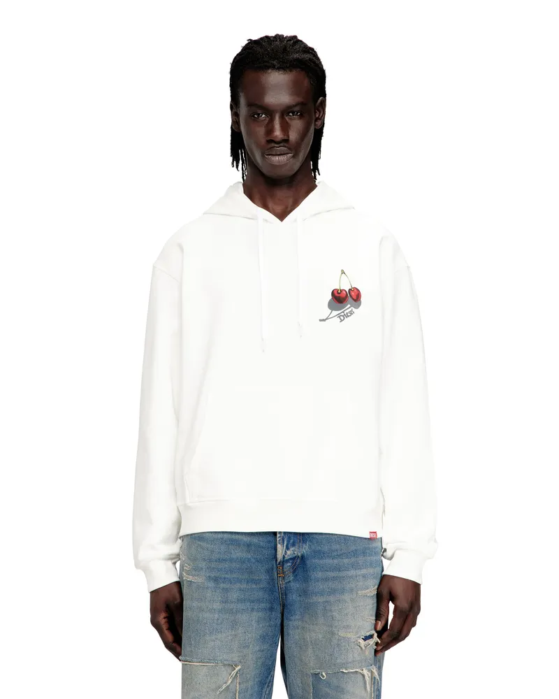 Diesel Sweatshirt aus Baumwolle mit Kirschendruck - Sweatshirts - Unisex - Weiss Weiss