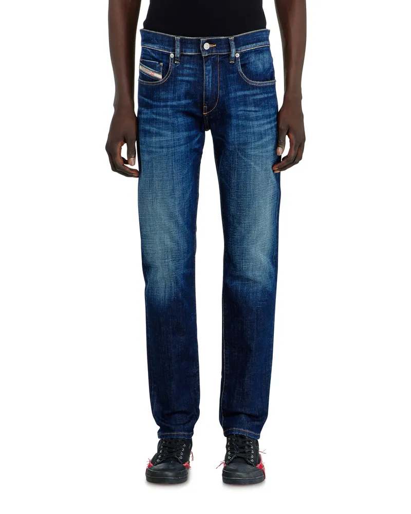 Diesel Slim Jeans Regular Waist 2019 D-Strukt, Mittelblau, Reißverschluss Blau