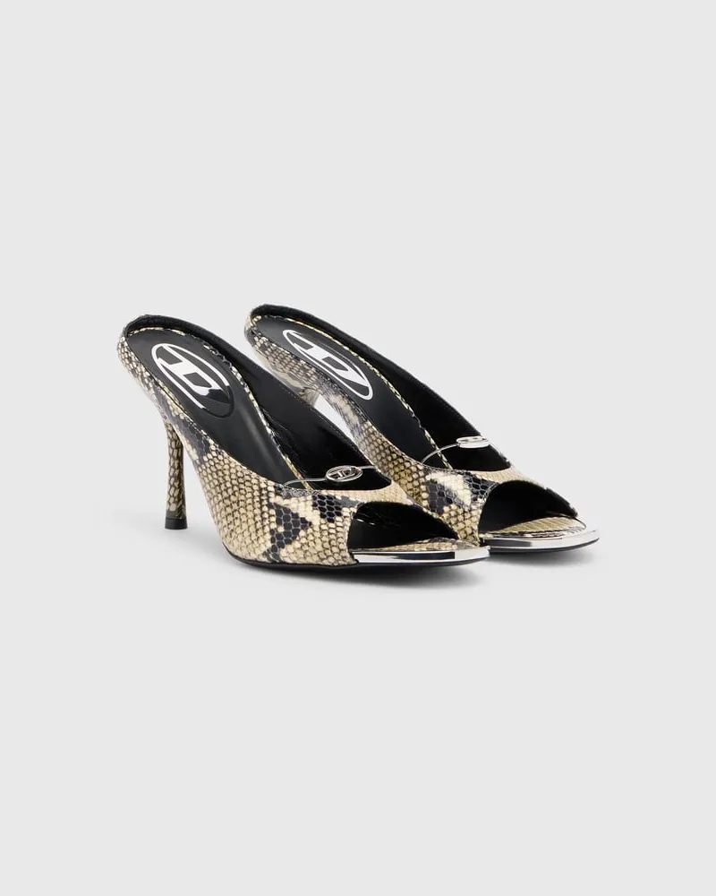 Diesel D-Diam's-High Lederpantolette mit schwebendem ovalem D - Mokassins und Mules - Damen - Bunt Bunt