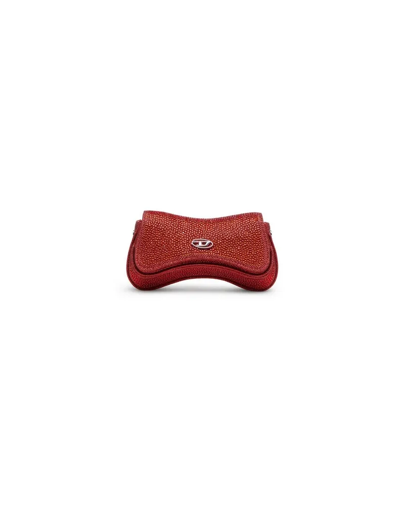 Diesel Play-Mini Crossbody-Tasche mit Kristall - Schultertaschen - Damen - Rot Rot