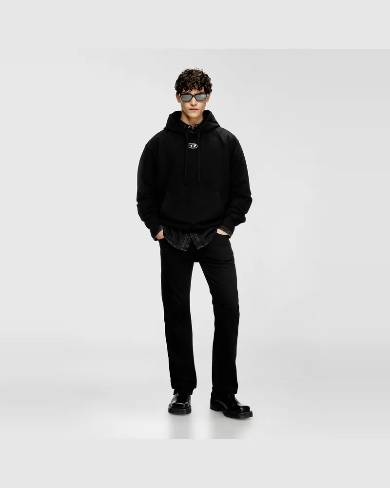 Diesel Hoodie in Übergröße mit Metallic-Logo - Sweatshirts - Herren - Schwarz Schwarz