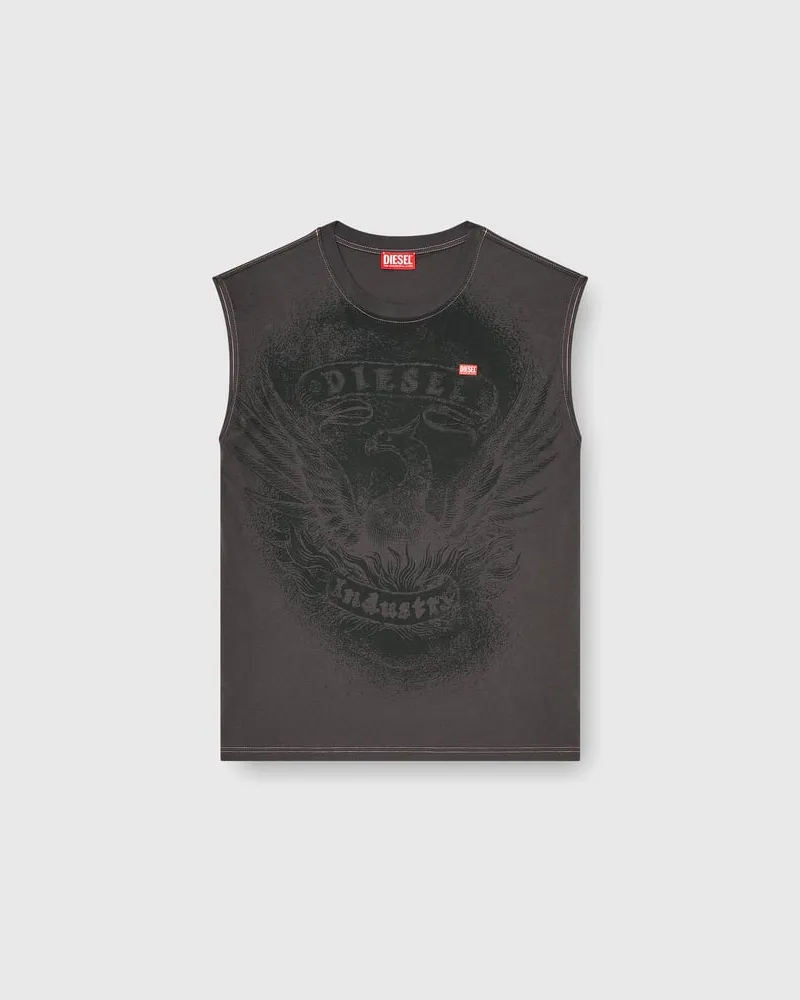 Diesel Ärmelloses Top aus Baumwolle mit tonaler Grafik - T-Shirts - Herren - Grau Grau