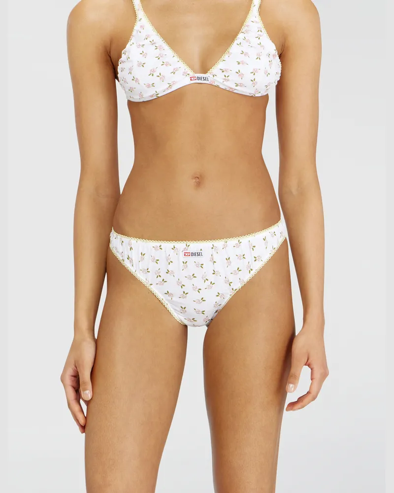 Diesel String in Baumwolle mit all-over Blumenmuster - Strings - Damen - Weiss Weiss