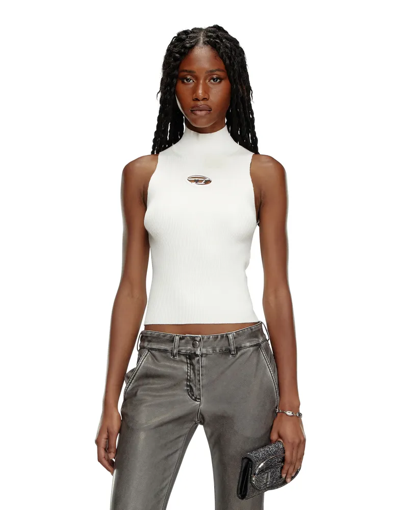 Diesel Rollkragen-Top aus Rippstrick - Oberteile - Damen - Weiss Weiss