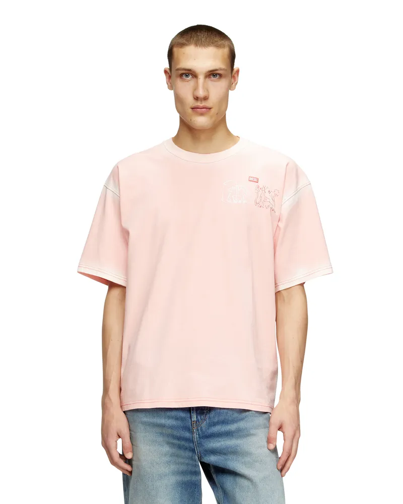 Diesel T-Shirt mit Schwert-Print - T-Shirts - Herren - Rosa Rosa