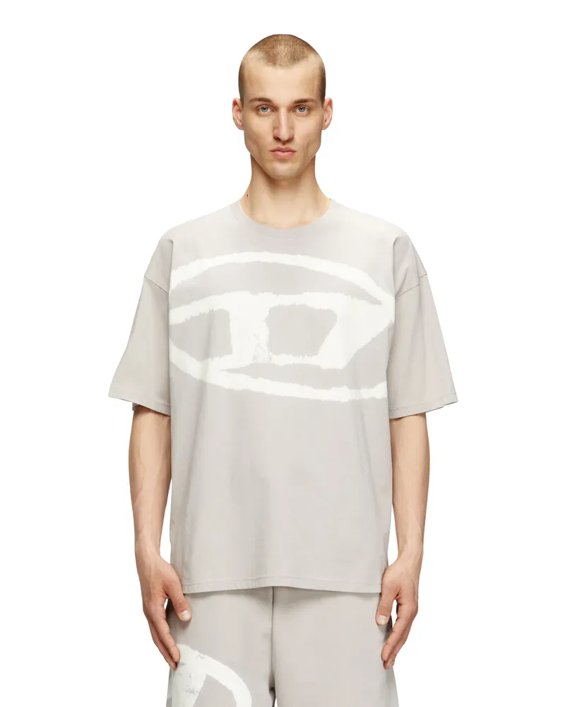 Diesel T-Shirt mit gebleichtem Oval D-Logo - T-Shirts - Herren - Grau Grau