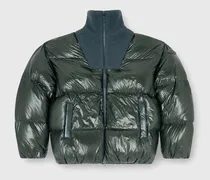 Daunen-Steppjacke aus ripstop mit geripptem Kragen - Winterjacken - Herren - Grün