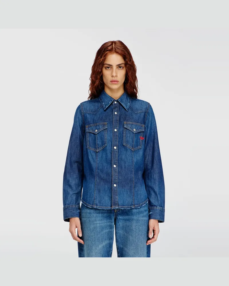 Diesel Westernhemd aus Clean-Wash-Denim - Denimhemden - Damen - Blau Blau