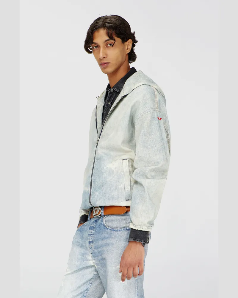 Diesel Hooded JoggJeans jacke mit trompe-l'oeil - Denim jacken - Herren - Blau Blau