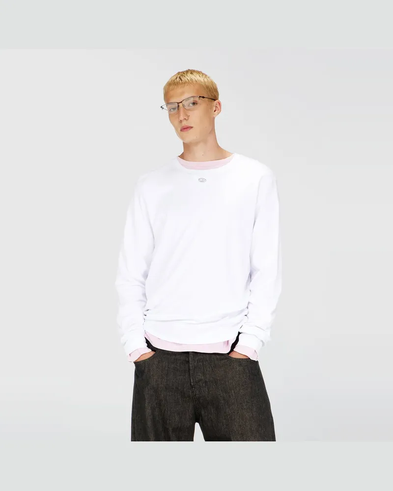Diesel Baumwoll-Langarmshirt mit Oval D - T-Shirts - Herren - Weiss Weiss