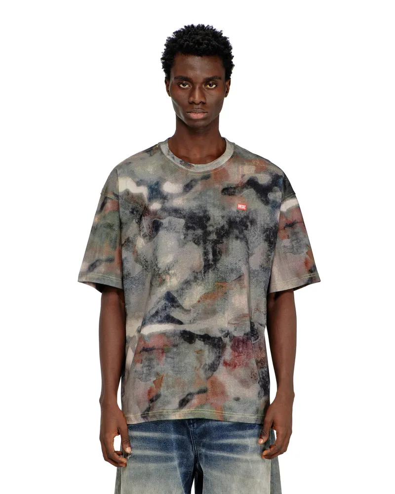 Diesel Schweres Baumwoll-T-Shirt mit Camouflage-Print - T-Shirts - Herren - Bunt Bunt