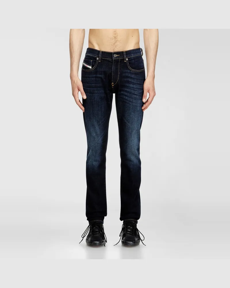 Diesel Slim Jeans Regular Waist 2019 D-Strukt, Dunkelblau, Reißverschluss Blau